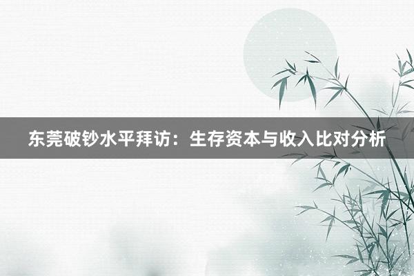 东莞破钞水平拜访：生存资本与收入比对分析